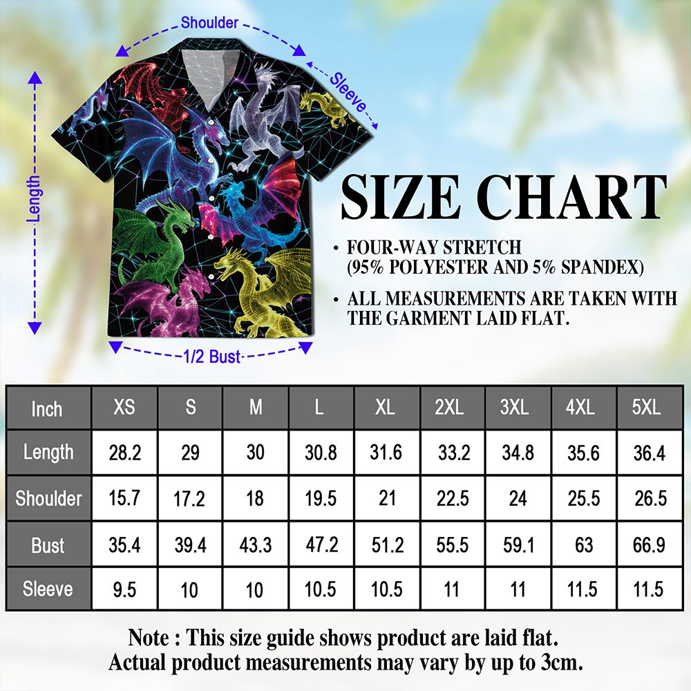 Neon Dragon Hawaiian Shirt for Men, Button Down Aloha Shirt - Azhawaiian