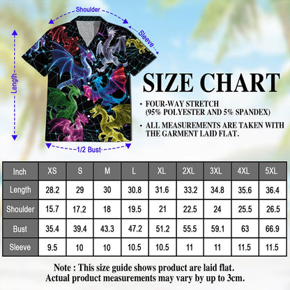 Neon Dragon Hawaiian Shirt for Men, Button Down Aloha Shirt - Azhawaiian