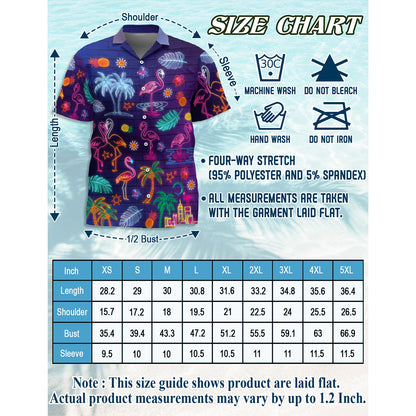 Neon Flamingo Hawaiian Shirt for Men, Button Down Aloha Shirt - Azhawaiian