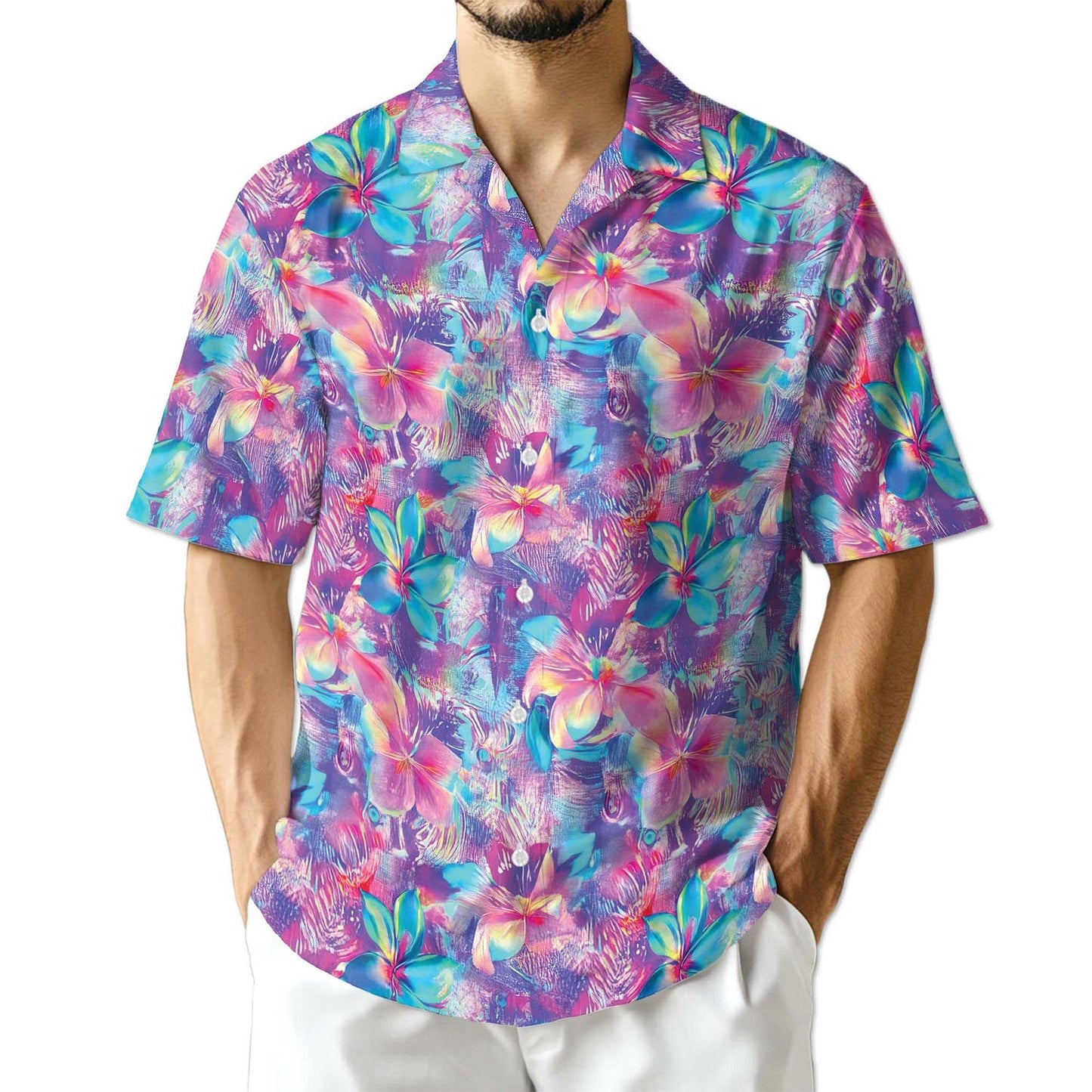 Azhawaiian Neon Flower Hawaiian Shirt for Men