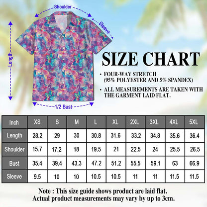 Neon Flower Hawaiian Shirt for Men, Button Down Aloha Shirt - Azhawaiian