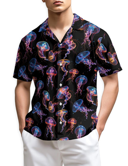 Azhawaiian Neon Jellyfish Hawaiian Shirt for Men