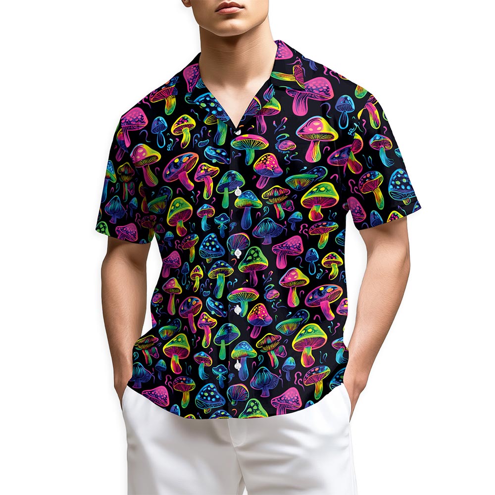 Azhawaiian Neon Mushroom Hawaiian Shirt for Men
