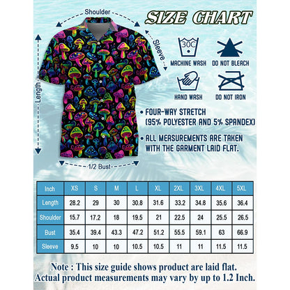 Neon Mushroom Hawaiian Shirt for Men, Button Down Aloha Shirt - Azhawaiian