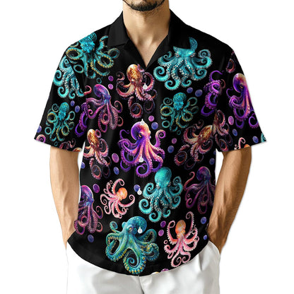 Azhawaiian Neon Octopus Hawaiian Shirt for Men