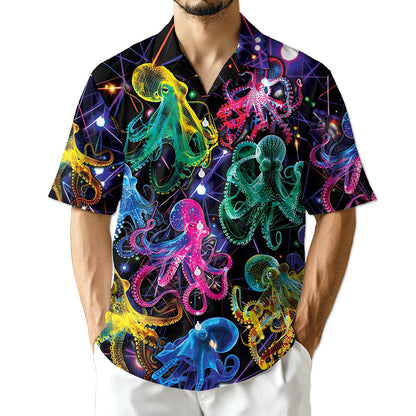 Azhawaiian Neon Octopus Hawaiian Shirt for Men