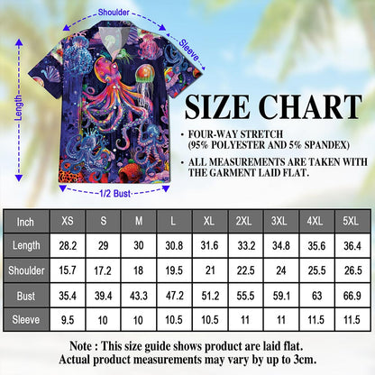 Neon Octopus Hawaiian Shirt for Men, Button Down Aloha Shirt - Azhawaiian