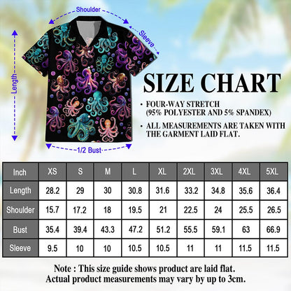 Neon Octopus Hawaiian Shirt for Men, Button Down Aloha Shirt - Azhawaiian