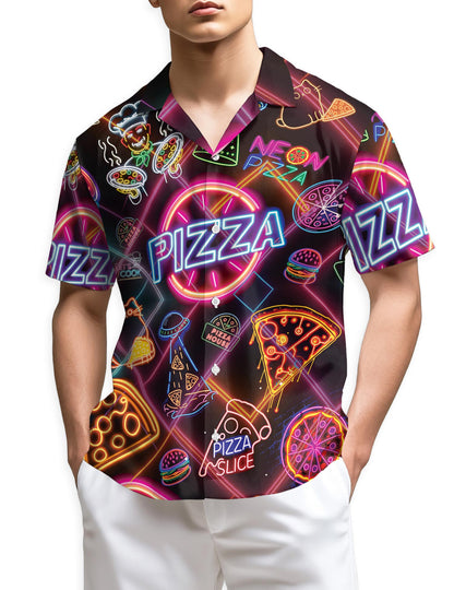 Azhawaiian Neon Pizza Hawaiian Shirt for Men