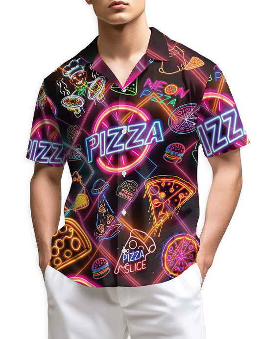 Azhawaiian Neon Pizza Hawaiian Shirt for Men