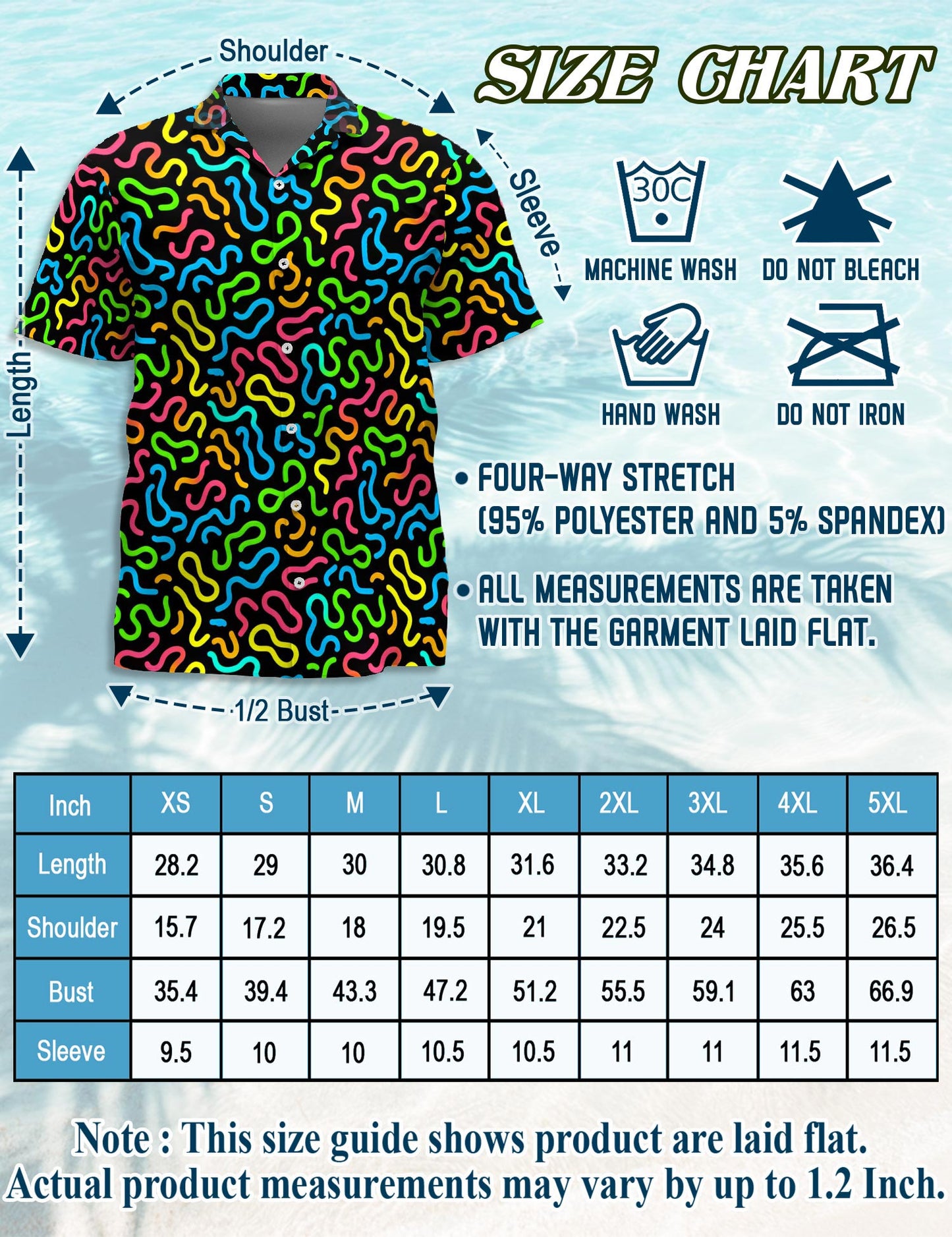 Neon Scribble Art Hawaiian Shirt for Men, Button Down Aloha Shirt - Azhawaiian