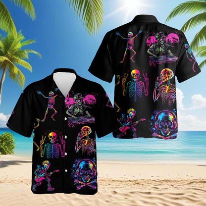 Skeleton Dance Hawaiian Shirt for Men, Button Down Aloha Shirt - Azhawaiian