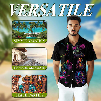 Skeleton Dance Hawaiian Shirt for Men, Button Down Aloha Shirt - Azhawaiian