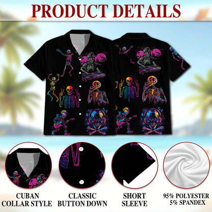 Skeleton Dance Hawaiian Shirt for Men, Button Down Aloha Shirt - Azhawaiian
