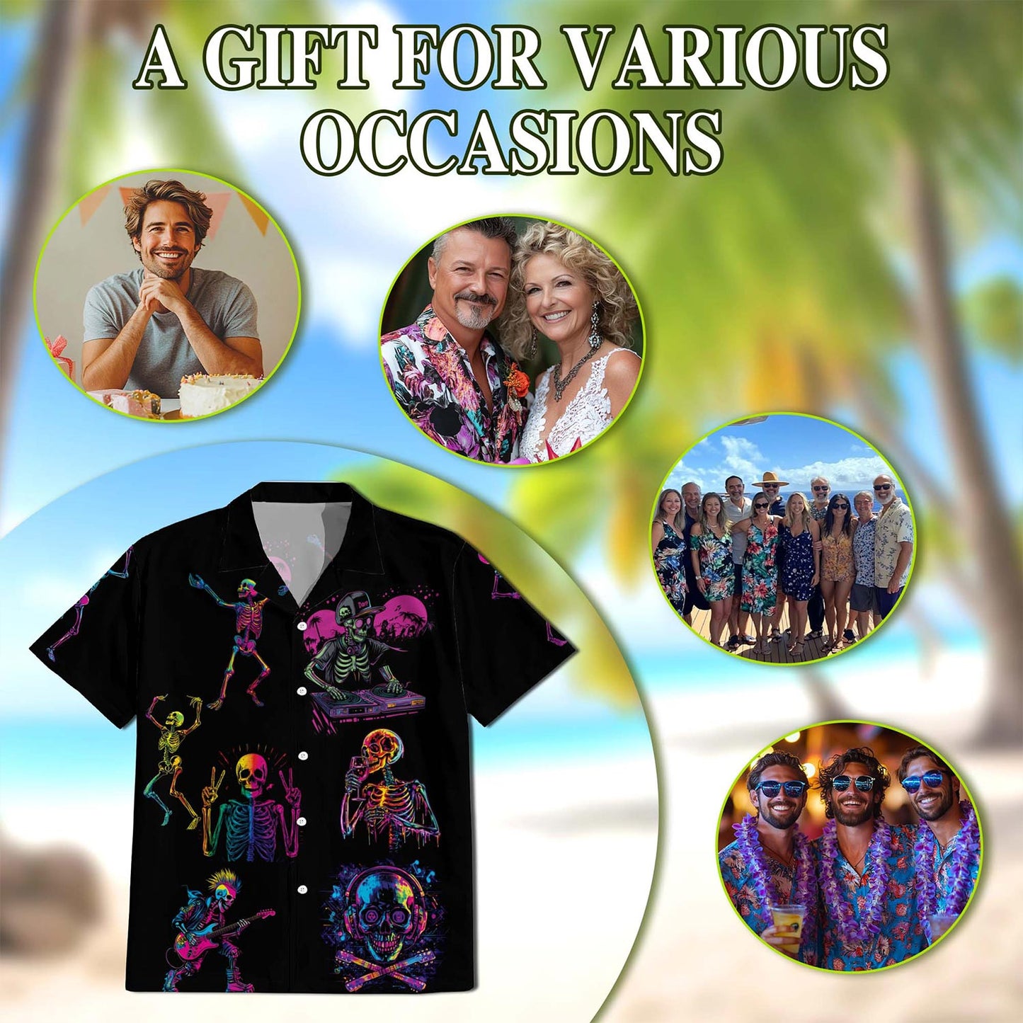 Skeleton Dance Hawaiian Shirt for Men, Button Down Aloha Shirt - Azhawaiian