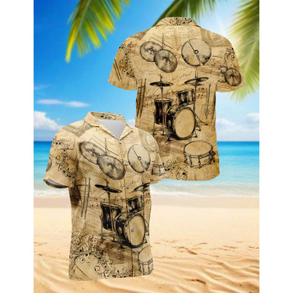 No Drums No Life Know Drums Know Life Hawaiian Shirt for Men, Button Down Aloha Shirt - Azhawaiian