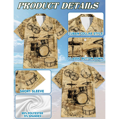 No Drums No Life Know Drums Know Life Hawaiian Shirt for Men, Button Down Aloha Shirt - Azhawaiian