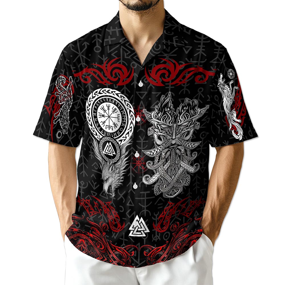Azhawaiian Norse History Viking Fenrir Hawaiian Shirt for Men