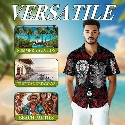 Norse History Viking Fenrir Hawaiian Shirt for Men, Button Down Aloha Shirt - Azhawaiian