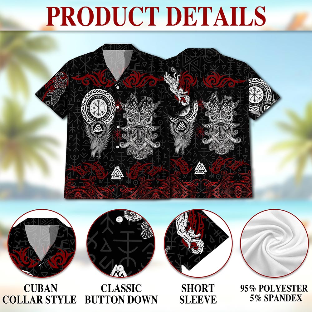 Norse History Viking Fenrir Hawaiian Shirt for Men, Button Down Aloha Shirt - Azhawaiian