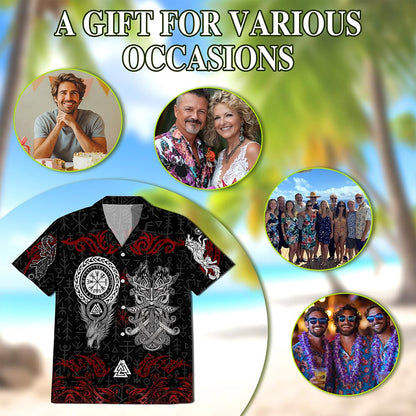 Norse History Viking Fenrir Hawaiian Shirt for Men, Button Down Aloha Shirt - Azhawaiian
