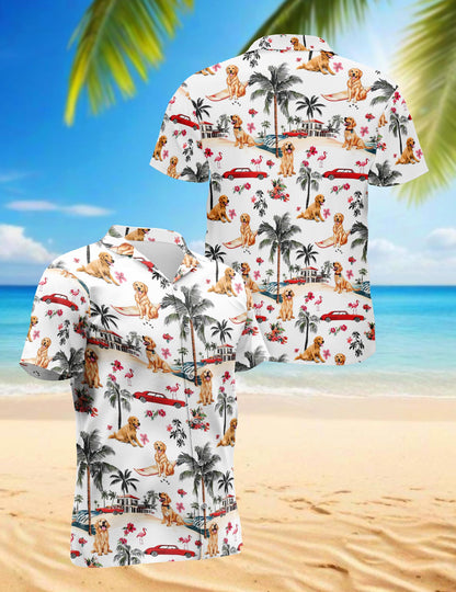 Nova Scotia Duck Tolling Retriever Hawaiian Shirt for Men, Button Down Aloha Shirt - Azhawaiian