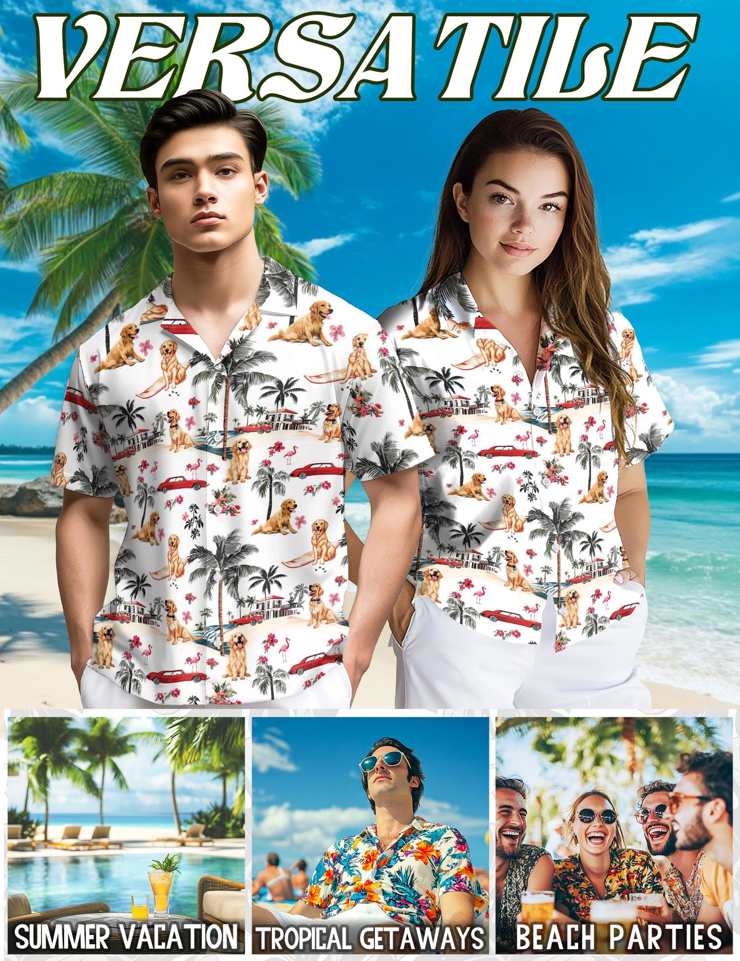 Nova Scotia Duck Tolling Retriever Hawaiian Shirt for Men, Button Down Aloha Shirt - Azhawaiian