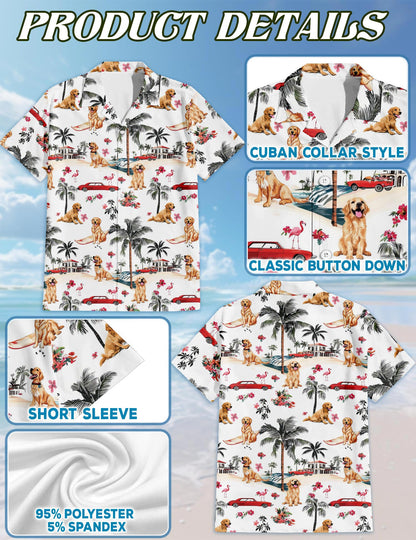 Nova Scotia Duck Tolling Retriever Hawaiian Shirt for Men, Button Down Aloha Shirt - Azhawaiian