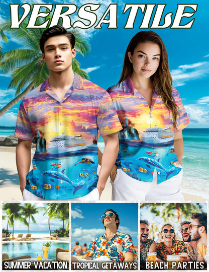 Ocean Cruise Adventure Hawaiian Shirt for Men, Button Down Aloha Shirt - Azhawaiian