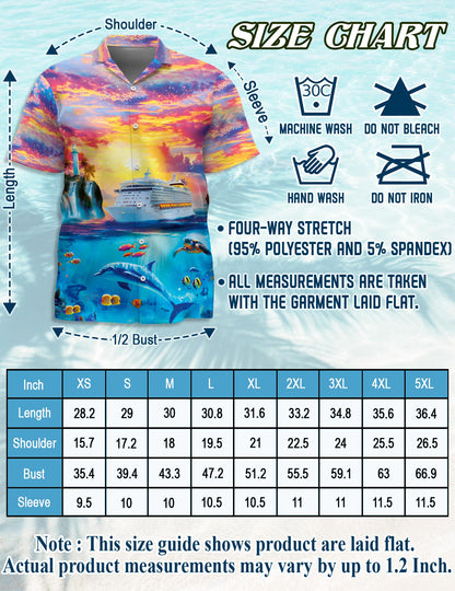 Ocean Cruise Adventure Hawaiian Shirt for Men, Button Down Aloha Shirt - Azhawaiian