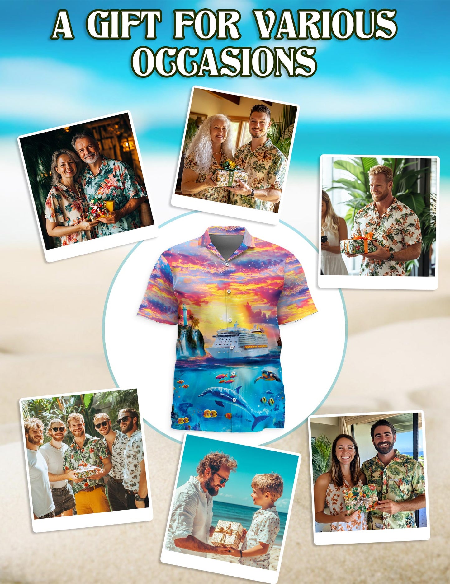 Ocean Cruise Adventure Hawaiian Shirt for Men, Button Down Aloha Shirt - Azhawaiian