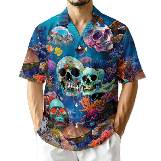 Azhawaiian Ocean Skull Hawaiian Shirt for Men