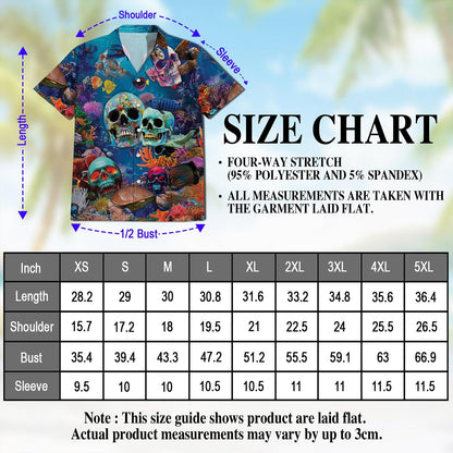 Ocean Skull Hawaiian Shirt for Men, Button Down Aloha Shirt - Azhawaiian