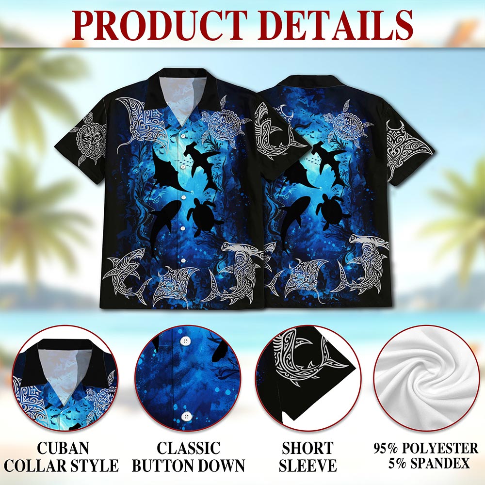 Ocean World Hawaiian Shirt for Men, Button Down Aloha Shirt - Azhawaiian