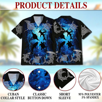 Ocean World Hawaiian Shirt for Men, Button Down Aloha Shirt - Azhawaiian