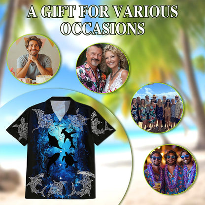 Ocean World Hawaiian Shirt for Men, Button Down Aloha Shirt - Azhawaiian