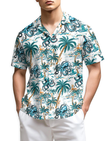 Azhawaiian Octopus Coconut Tree Hawaiian Shirt for Men