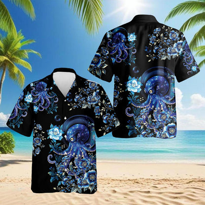 Octopus Flower Hawaiian Shirt for Men, Button Down Aloha Shirt - Azhawaiian