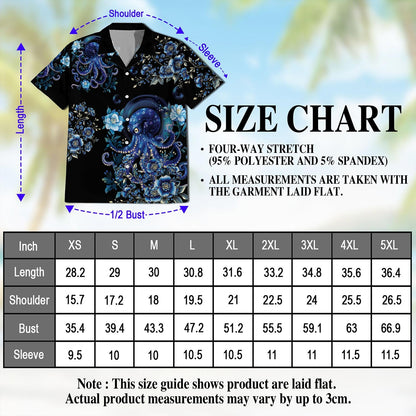 Octopus Flower Hawaiian Shirt for Men, Button Down Aloha Shirt - Azhawaiian