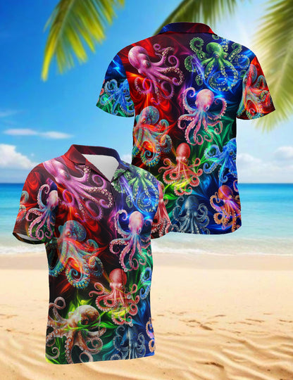 Octopus Hawaiian Shirt for Men, Button Down Aloha Shirt - Azhawaiian