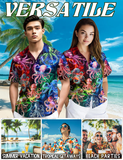 Octopus Hawaiian Shirt for Men, Button Down Aloha Shirt - Azhawaiian