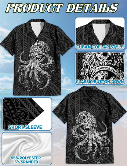 Octopus Hawaiian Shirt for Men, Button Down Aloha Shirt - Azhawaiian