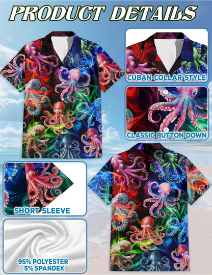 Octopus Hawaiian Shirt for Men, Button Down Aloha Shirt - Azhawaiian