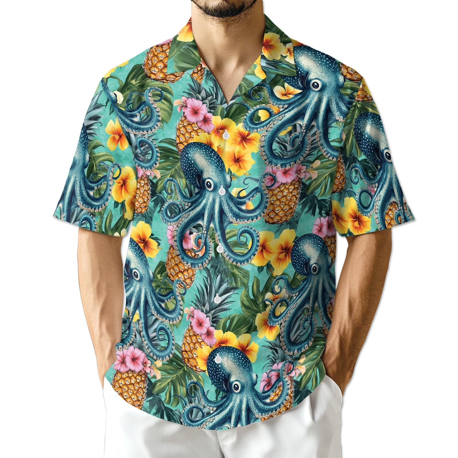 Azhawaiian Octopus Summer Hawaiian Shirt for Men