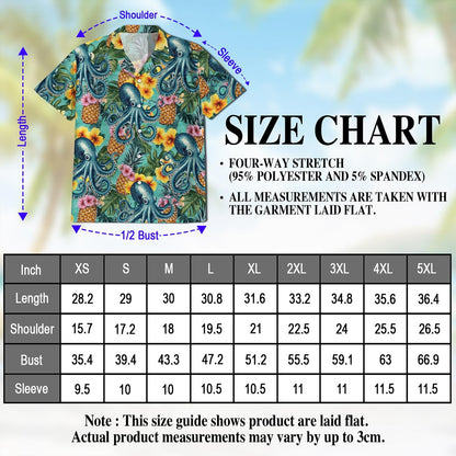 Octopus Summer Hawaiian Shirt for Men, Button Down Aloha Shirt - Azhawaiian
