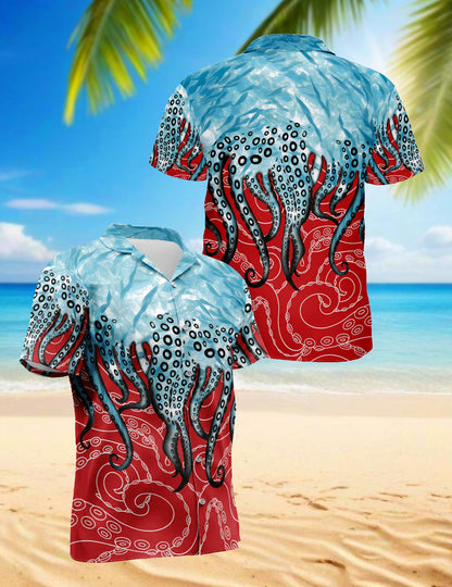 Octopus Tentacles Hawaiian Shirt for Men, Button Down Aloha Shirt - Azhawaiian
