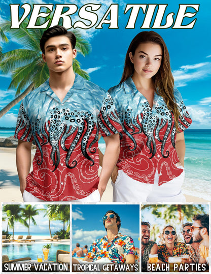 Octopus Tentacles Hawaiian Shirt for Men, Button Down Aloha Shirt - Azhawaiian