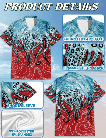 Octopus Tentacles Hawaiian Shirt for Men, Button Down Aloha Shirt - Azhawaiian