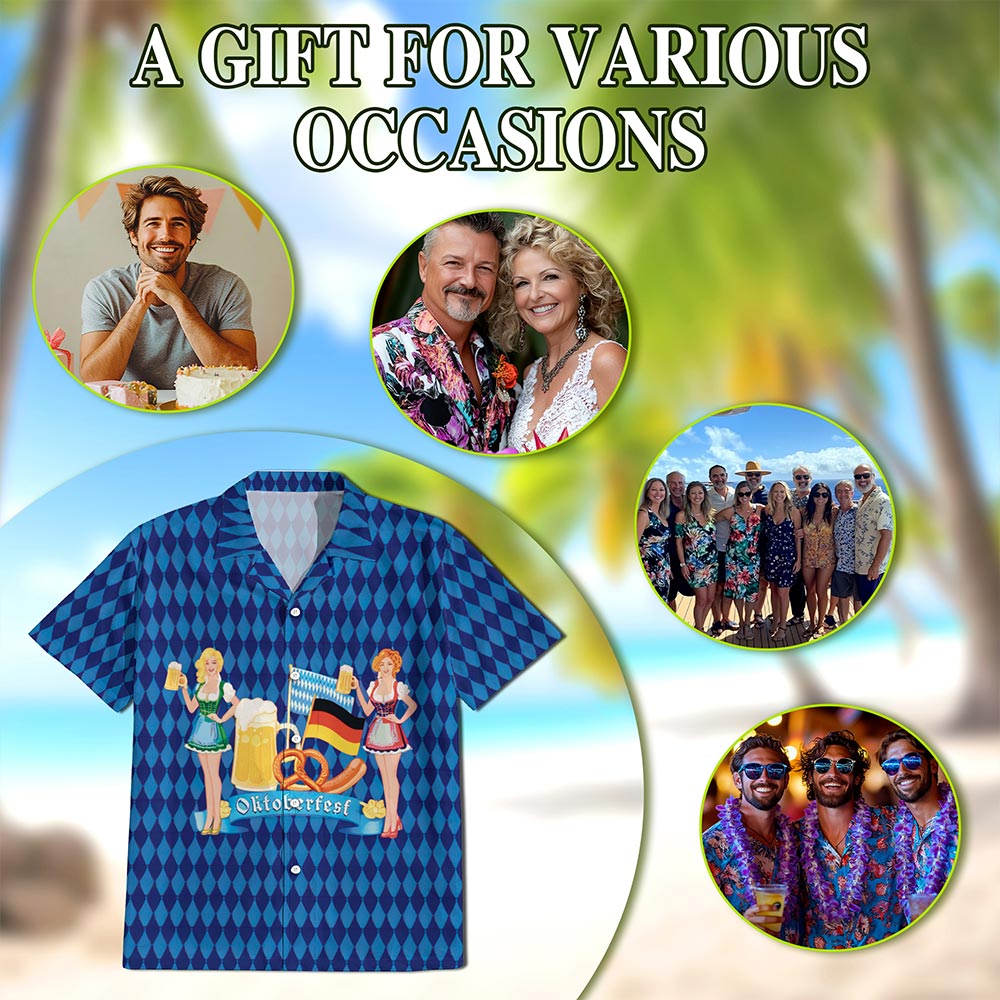 Oktoberfest Celebration Beer Hawaiian Shirt for Men, Button Down Aloha Shirt - Azhawaiian