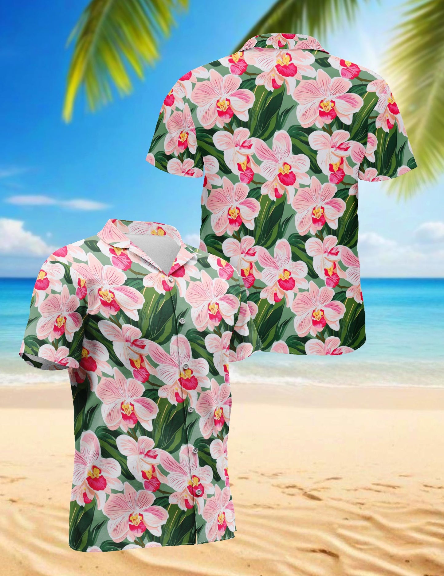 Orchid Flowers Hawaiian Shirt for Men, Button Down Aloha Shirt - Azhawaiian
